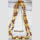 2 Strand Wooded Bead Vintage Necklace