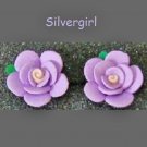 Soft Lilac Polymer Clay Ruffle Flower Stud Earrings