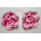 2 Tone Pink Polymer Clay Ruffle Rose Stud Earrings 2 Tone Pink Polymer Clay Ruffle Rose Stud Earrings