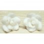 White Polymer Clay Ruffle Rose Flower Stud Earrings 20mm