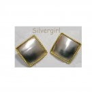 Polished Silver Gold Metal Stud Earrings