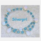 Moonstone Glass Memory Wire Wrap Bracelet