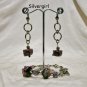Black Purple Silver Lampwork Chain Bracelet Earring Set