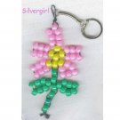 Beaded Pink Flower Key Chain or Zipper Pull