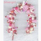 Loaded Fringe Charm Bracelet Pinks Reds Whites Crystal Loaded Fringe Charm Bracelet Pinks Reds Whites Crystal