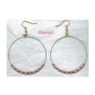 Large Goldplate AB Pink Glass Beads Hoop Earrings