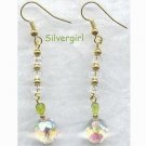 Sparkling Long 10mm Glass Clear Green Earrings Sparkling Long 10mm Glass Clear Green Earrings