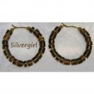 Natural Brown Coconut Coco Heishi Beaded Earrings