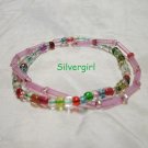 Pink Multi Colored 2 Strand Glass Beaded Bracelet Pink Multi Colored 2 Strand Glass Beaded Bracelet