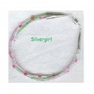 Pink Green Purple 4 Strand Glass Beaded Bracelet