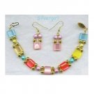 Fibre Optic Resin Glass Drizzle Bead Bracelet Set