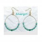 Large Goldplate Aqua Green Hoop Earrings Large Goldplate Aqua Green Hoop Earrings