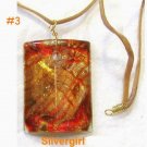 Glass Foil Lampwork Pendant Necklace Gold Orange Glass Foil Lampwork Pendant Necklace Gold Orange