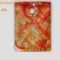 Glass Foil Lampwork Pendant Necklace Gold Orange