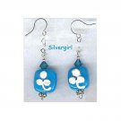 Turquoise Crystal Lampwork Silver Plate Earrings Turquoise Crystal Lampwork Silver Plate Earrings