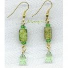 Green Marbled Lampwork Beaded Dangle Earrings Green Marbled Lampwork Beaded Dangle Earrings