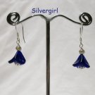 Cobalt Blue 3 Petal Glass Flower Earrings Cobalt Blue 3 Petal Glass Flower Earrings