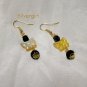 Black Yellow Glass Butterfly 1 Side Coated Earrings