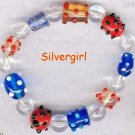 Red White and Blue Bumpy Lampwork Bead Bracelet Red White and Blue Bumpy Lampwork Bead Bracelet