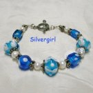 Ocean Blue Lampwork FW Bali Pearl Boutique Bracelet