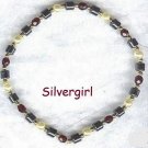 Hematite Garnet Red Yellow Imitation Pearl Bracelet