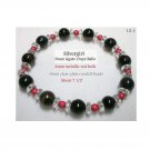 Black W/Inclusions Onyx Agate Ball Gemstone Glass Mettalic Stretch Bracelet