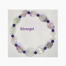 Fluorite Nugget Purple Jade Beaded Stretch Bracelet