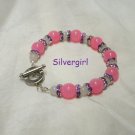 Lavender & Pink Chinese Jade Sparkle Spacers Bracelet