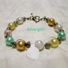 Soft Pastel Glass Pearl Filigree Ball Bracelet
