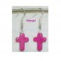 Natural or Dyed Magnesite Gemstone Cross/Flower Dangle Earrings Your Choice