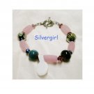 Creamy Pink Lampwork Glass Bracelet