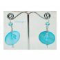 Large Teal Shell Crystal Silver Earrings