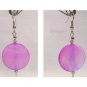 Magenta Large Shell Crystal Silver Earrings