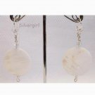 Large Natural White Shell Crystal Silver Earrings