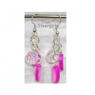 Pink Oval MOP Shell Crystal Silver Dangle Earrings Pink Oval MOP Shell Crystal Silver Dangle Earrings