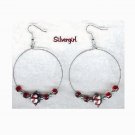 Large Red White Black Lampwork Bead Hoop Earrings Large Red White Black Lampwork Bead Hoop Earrings