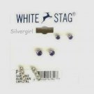 3 pr White Stag Rhinestone Earrings Purple Clear