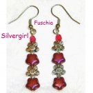 AB Coated Pink Glass Star Dangle Earrings AB Coated Pink Glass Star Dangle Earrings