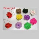 1" Silver Tear Drop Hoop Rose Earrings Pick your Color!