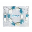 MOP Dyed Aqua Quartz Gemstone Bracelet Earring Set MOP Dyed Aqua Quartz Gemstone Bracelet Earring Set