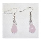 Tear Drop Rose Quartz Clear Crystal Earrings Love Stone Tear Drop Rose Quartz Clear Crystal Earrings Love Stone