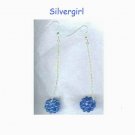 Pearlized Blue Basket Silver Chain Dangle Earrings