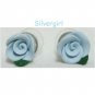 Soft Light Blue Polymer Clay Rose Stud Earrings