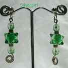 Emerald Green Bumpy Lampwork Czech Glass Bead Earrings Emerald Green Bumpy Lampwork Czech Glass Bead Earrings