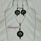 Blackstone Donuts Czech Garnet Glass Necklace Earrings