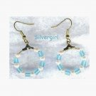 Frosted Light Blue Miyuki Bead Pink Pearl Hoop Earrings Frosted Light Blue Miyuki Bead Pink Pearl Hoop Earrings