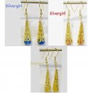 Fancy Agate GP Filligree Cone Earring Choose Blue Yellow or Red