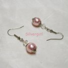 Luna Glass Light Pink Pearls Crystal Earrings