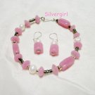 Freshwater Pearl Creamy Pink Glass Beaded Bracelet Set