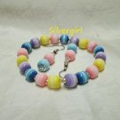Candy Stripe Beaded Bracelet Earrings Set